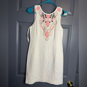 Lilly Pulitzer White Dress with Pink and Gold Accents